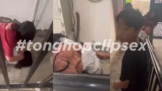 Chịch bé học sinh từ cầu thang vào đến khách sạn