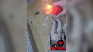 BDSM / bạo dâm em gái  đổ sáp vào háng em gái xinh