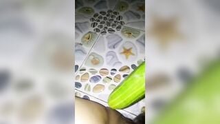 bé rau bến tre vú to lấy chộm dưa leo vào nhà tắm thủ dâm - phần 2