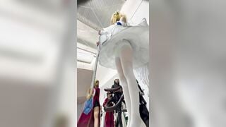 Quay Lén Cosplayer Mặc Quần Tất Lột Sì Líp Trắng Phau